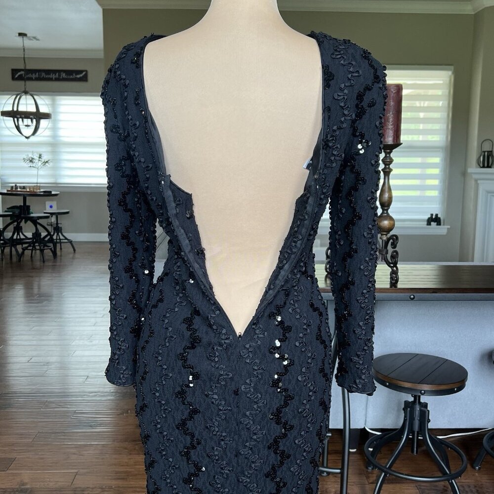 Vtg Dave & Johnny by Joseph Lara Black Cocktail Dress 13 14 fit 6 8 Sequins - Picture 9 of 13